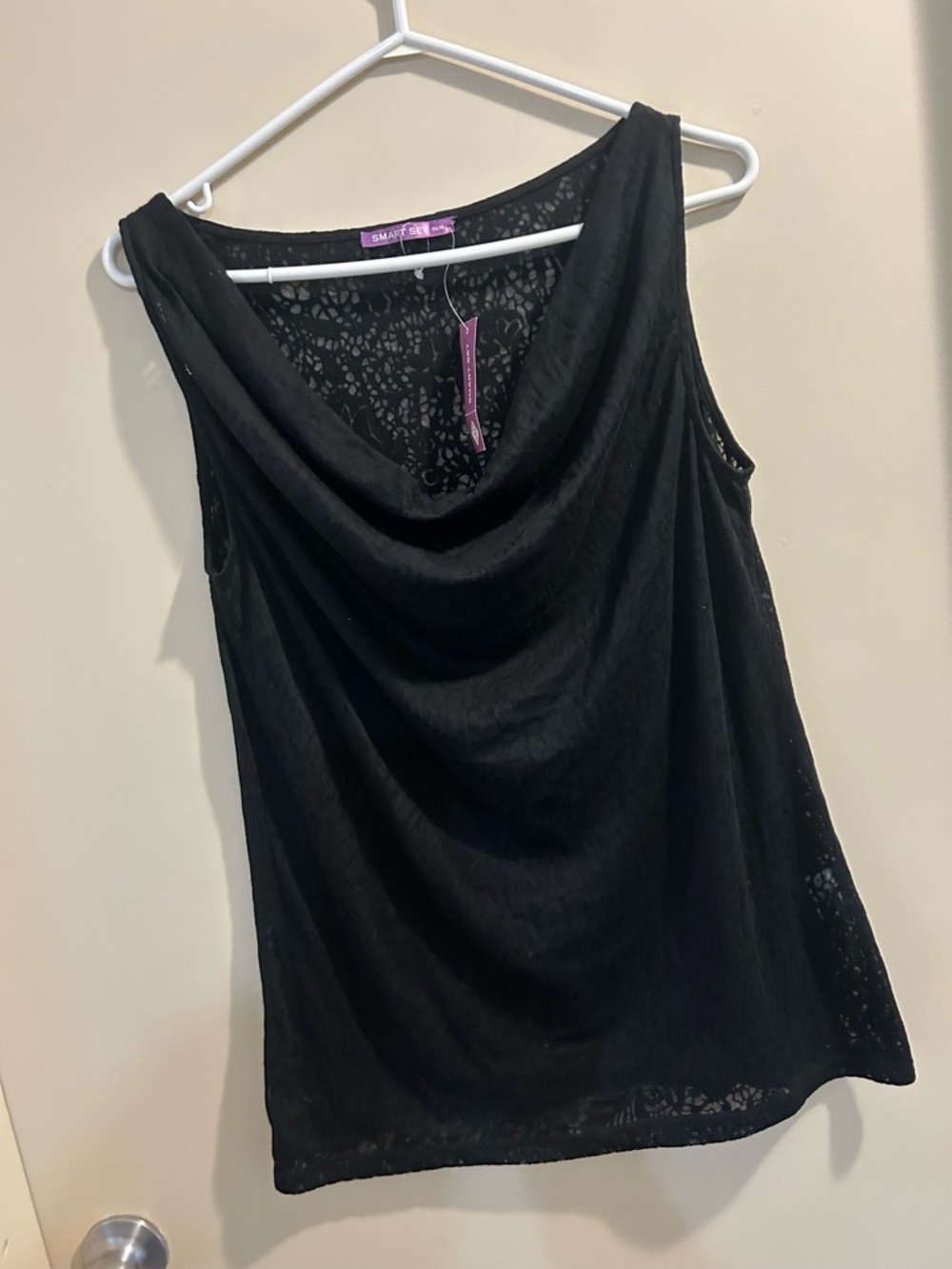 Smart Set Black Lace-Back Cowl Neck Camisole